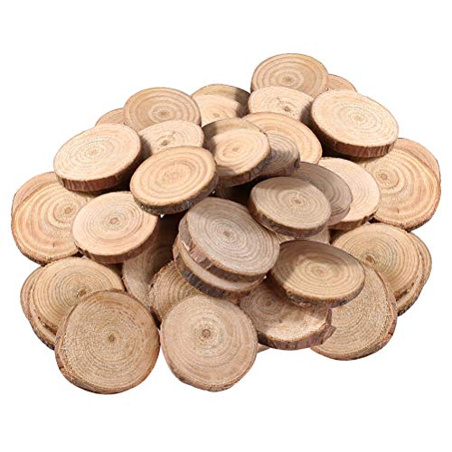 DOITOOL 100 piezas rodajas de madera circulos de madera manualidades discos de madera natural troncos madera decoracion árbol rebanadas de discos para manualidades de bricolaje (1.5-3 cm)