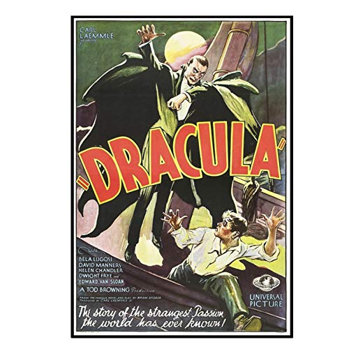 DrCor Póster de película de Drácula, Vampiro de Terror Bela Lugosi, póster de 1931, Pintura Decorativa, 50x70 cm, sin Marco, 1 Uds.