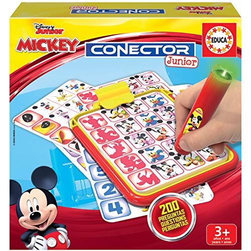 Educa- Conector Junior Mickey y Minnie Juego de Preguntas y respuestas, Incluye boli Sabio con led, para niños de Entre 3 y 5 años, Multicolor (18544)