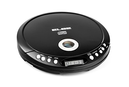 ELBE CDMP-3600 Reproductor de cd portátil + mp3, anti-shock 40/100 segundos, programable, compatible cd/cd-r/mp3, pantalla lcd, auriculares incluidos, color negro