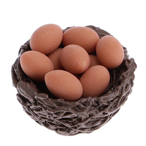 Escala 1/12 Set de Huevos y Nido en Miniatura Accesorios de Casa de Muñecas - Huevos de Gallo