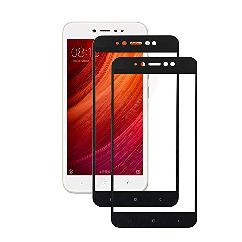 EUGO [2-Unidades] Xiaomi Redmi Note 5A Prime Protector de Pantalla, Alta Definicion No Hay Burbujas Vidrio Templado HD Film Protector de Pantalla Screen Protector Cobertura Completa Negro