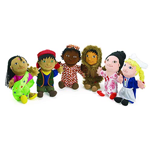 Excellerations Multicultural Around The World Boy and Girl Marionetas, 14 H (6 marionetas de mano), Número de modelo: WORLDPUP