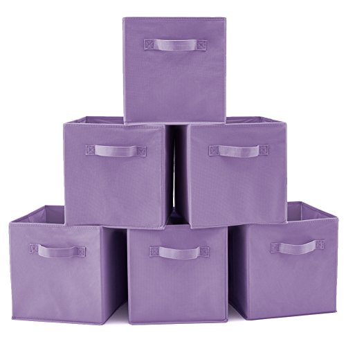 EZOWare Caja de Almacenaje con 6 pcs, Set de 6 Cajas de Juguetes, Caja de Tela para Almacenaje, (Púrpura)