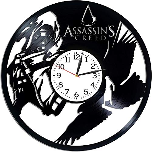 Fantasy Assassin'S Creed Room Art LP Vinyl Retro Record Reloj de Pared Videojuegos Regalo de cumpleaños para Gamer Assassin'S Creed Clock Idea Arte de Videojuegos
