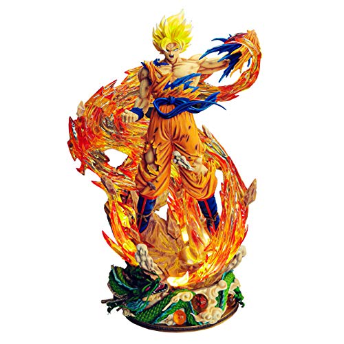 Figura De Dragon Ball Z - DBZ Son Goku Estatua Enorme Hecha De Resina (Super Saiyan), De 47 Cm (18,5 Pulgadas) A 71 Cm (29 Pulgadas), Estatua De Figura Sénior Y Delicada, Con 3(Size:1/4 Scale (71 cm))