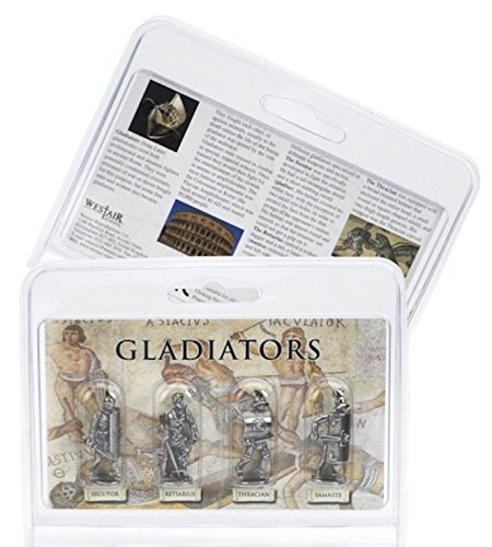 Figuras de gladiador (juego de 4 diferentes: Secutor, Retarius, Tracio y Samnite)