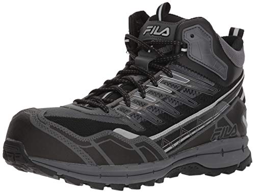 Fila Men's Hail Storm 3 Mid Composite Toe Trail Work Shoes Hiking, Castlerock/Black/Metallic Silver, 9.5 D US