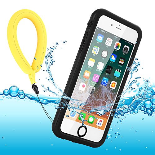 Funda Impermeable iPhone 8 / iPhone 7, IP68 Waterproof Outdoor Delgado Cover a Prueba de choques Anti-rasguños Full Body con Protector de Pantalla Impermeable Funda para iPhone 8/7 (Black with Strap)