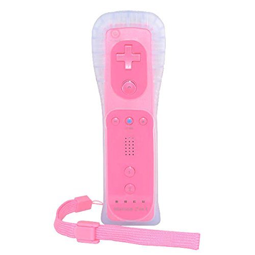 Generic Built-in Motion Plus Remote Controller With Silicone Case and Wrist Strap for Nintendo Wii Peach Pink by Generic