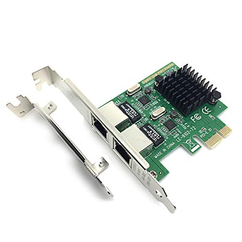Glotrendos Tarjeta de Red RJ45 Gigabit Ethernet PCI Express/PCIE de 2 Puertos, 10/100 / 1000mbps con Tarjeta de Interfaz de Red de Servidor PCIE de Doble Puerto para PC de Escritorio (8102-T2)