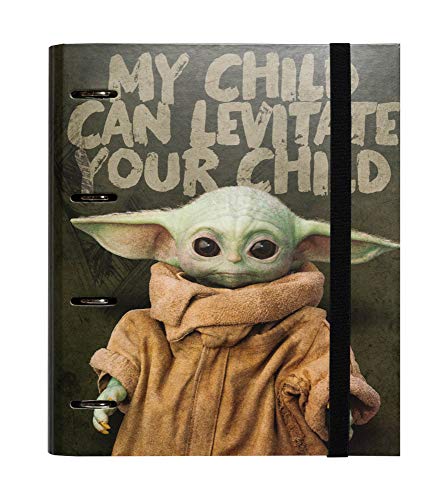 Grupo Erik - Carpeta 4 anillas troquelada Baby Yoda - The Mandarlorian, Star Wars, A4 (26x32 cm)