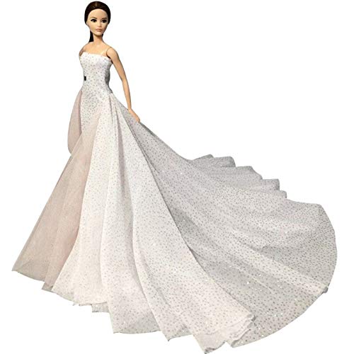 Guajave Vestidos de muñeca para muñecas Barbie, color blanco de 28 cm, vestido de fiesta de boda, exquisito vestido hecho a mano para muñeca ropa de fiesta