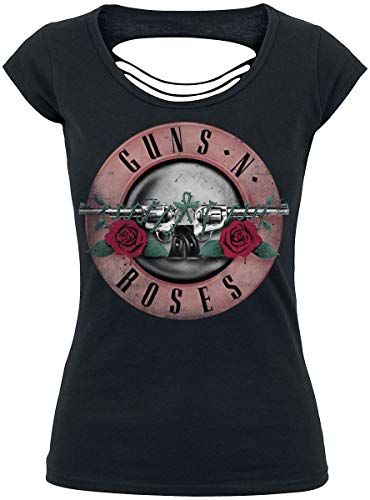 Guns N' Roses Pink Bullet Mujer Camiseta Negro L, 100% algodón, Cut-Outs Ancho