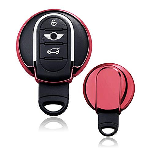 Heart Horse Cubierta de la Llave del Coche para el Reemplazo del Llavero del Coche Remoto Mini TPU Suave para BMW Mini Cooper F54 F55 F56 F60 3/4 Botones Smart Key Case Shell (Rojo)