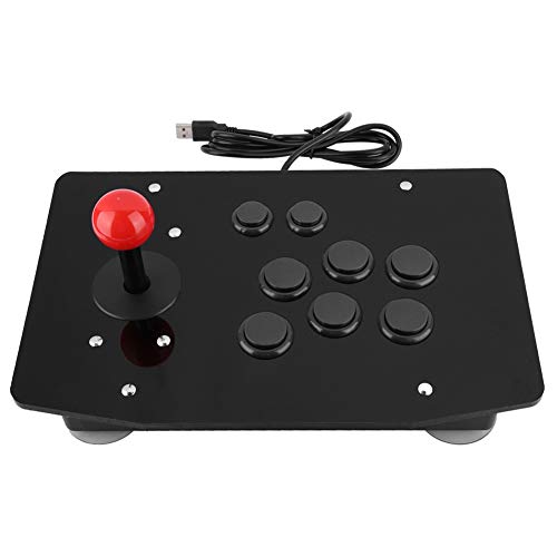 Hopcd PC Rocker Arcade Controller 3D Botones Tipo Tarjeta Juego de Lucha Stick Gamepad Fightstick Joystick con 8 Botones, Controlador de Mango de Juego USB para Consola de Juegos Arcade