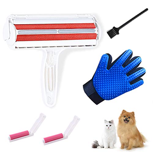 Isyunen - Cepillo antipelos para mascotas, gatos, perros, cepillo de recogida de pelos, guante de pelo para perro, masaje mágico, reutilizable para vellos