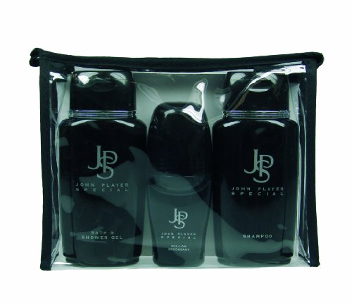 John Player Special black Mini Travel Juego de Bath y Show ergel 150 ml + Champú 150 ml + Desodorante Roll On 50 ml