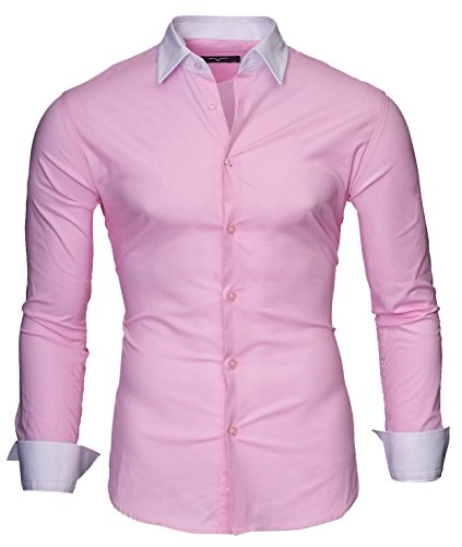 Kayhan Hombre Camisa Mailand, Pink (XXL)