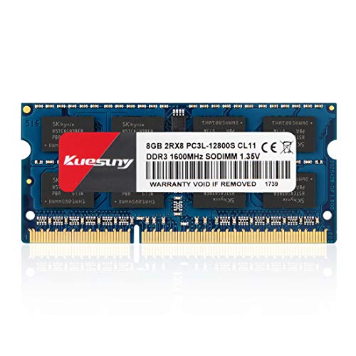 Kuesuny 8GB DDR3L 1600MHz PC3-12800 PC3L-12800S Unbuffered Non-ECC 1.35V/1.5V CL11 2Rx8 Dual Rank 204 Pin SODIMM Portatil Memoria Principal Module Upgrade