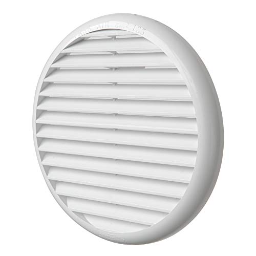 La Ventilazione TU160B - Rejilla de ventilación redonda universal de plástico con muelles, color blanco, diámetro 175 mm