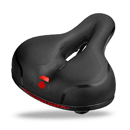 LAANCOO Wide Bike Saddle Bicycle Seat Pad Soft Cushion Memory Foam Waterproof with Dual Shock Absorbing Rubber Balls for Men Women(Red)