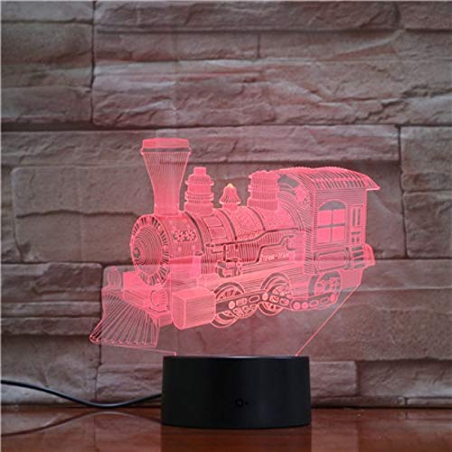 Lámpara de mesa 3D de locomotora de tren de vapor con luz nocturna LED que ilumina múltiples colores decoración LED