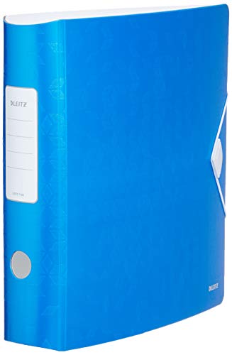 LEITZ 11060036 - Archivador de palanca polyfoam 180º lomo curvado cierre con goma Active WOW DIN A4 75 mm. color azul metalizado