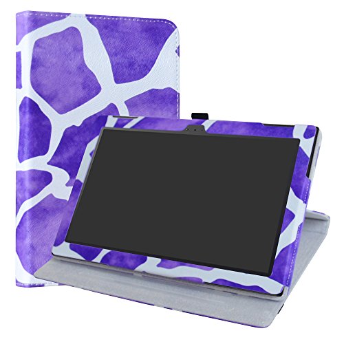 Lenovo Tab 4 10 Rotary Funda,LiuShan Giratoria 360 Grados de Rotación Carcasa con Stand Soporte Caso para 10.1" Lenovo Tab4 10 TB-X304F/N Android Tablet,Giraffe Purple