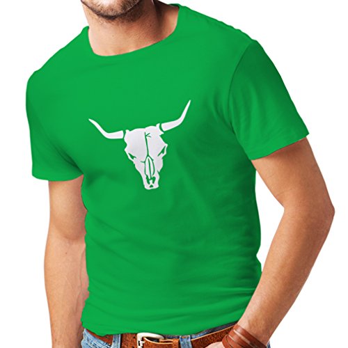 lepni.me Camiseta para hombre, diseño de calavera de toro, ideal para cazadores, tiradores, vaqueros