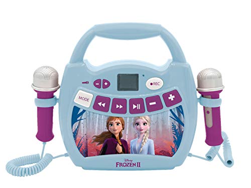 Lexibook- Vo Disney Frozen, Elsa, Anna, Mi primer reproductor digital Bluetooth con 2 micrófonos, inalámbrico, función Grabar, efecto de cambio de voz, para niñas, azul/púrpura, Color