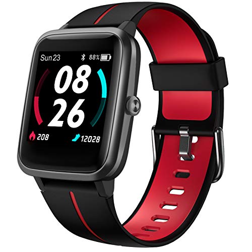 LIFEBEE Smartwatch, Reloj Inteligente Impermeable IP68 para Hombre Mujer, Pulsera Actividad Inteligente con Pulsómetros, Monitor de Sueño, Podómetro Reloj Deportivo para Android iOS (Rojo)
