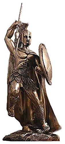 LIN-rlp Decoración de esculturas héroe Retro de héroe de Bronce, Guerrero Griego de estatuas de esparta con Lanza y Escudo, King Leonidas Spartan Collectable Figurines (Color : 2)