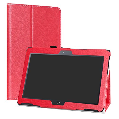 LiuShan BQ Aquaris M10 Funda, Folio Soporte PU Cuero con Funda Caso para 10.1" BQ Aquaris M10 Android Tablet,Rojo