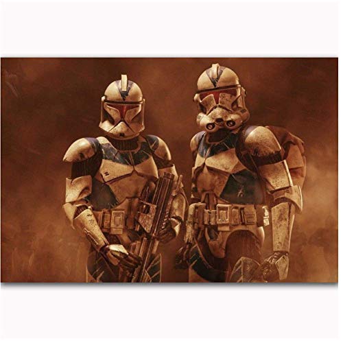 LIUXR Star Wars Clone Trooper Robots Fighting Classic Movie Poster e impresiones Arte de la pared Impresiones en la pared Decoración para el hogar -20X28 Pulgadas Sin marco 1 PCS