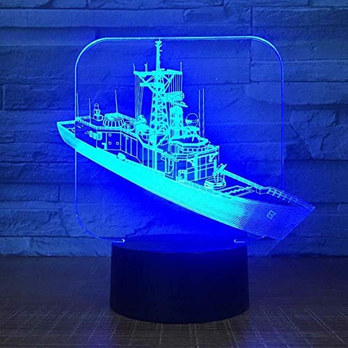 Luz de noche deslizante 3D Destruye el barco Lámpara de mesa 3D Luz de noche LED Bombilla acrílica Mesa deslizante óptica Luz de noche para bebé Xi518