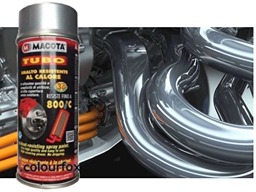 Macota - Esmalte en spray color plateado resistente a las altas temperaturas, para frenos, tubos de escape, pinzas, 400 ml.