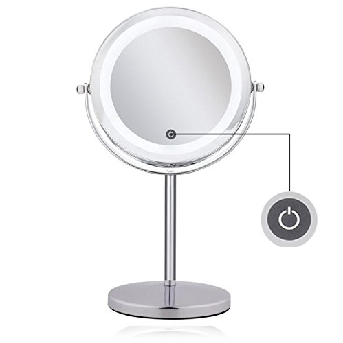 Makeup Mirror 10 X Magnifying 7” Double sided make up mirror freestanding with magnified glass illuminated LED for professional mens and woman bathroom beauty large small shaving vanity (Touchscreen)