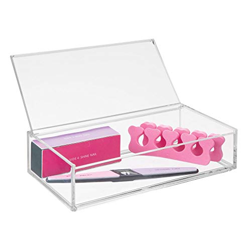 mDesign Organizador de Maquillaje – Gran Caja organizadora baño para cosméticos y Productos de Belleza – con Tapa – Transparente