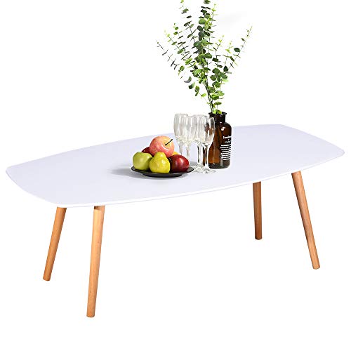 MEUBLE COSY, Table Basse Design, Madera, Blanco, 110X50X40Cm