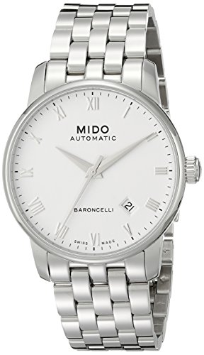 MIDO Baroncelli II 38mm M86004261 - Reloj de Caballero automático, Correa de Acero Inoxidable Color Plata