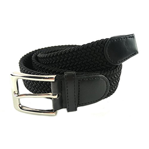 MixYourBeauty MYB Cinturón elástico trenzado para Hombres y Mujeres - múltiples colores y tamaños (105-110 cm, Negro)