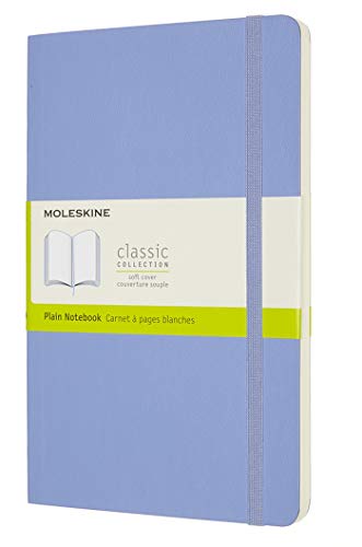 Moleskine - Cuaderno Clásico con Hojas en Blanco, Tapa Blanda y Cierre con Goma Elástica, Tamaño Grande 13 x 21 cm, Color Azul Hortensia, 240 páginas