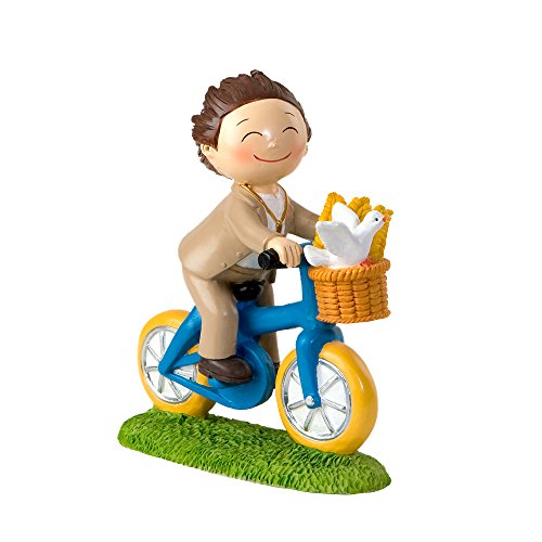 Mopec Figura de Pastel de Niño en Bicicleta, Poliresina, Marrón, 4.09x13.7x16 cm