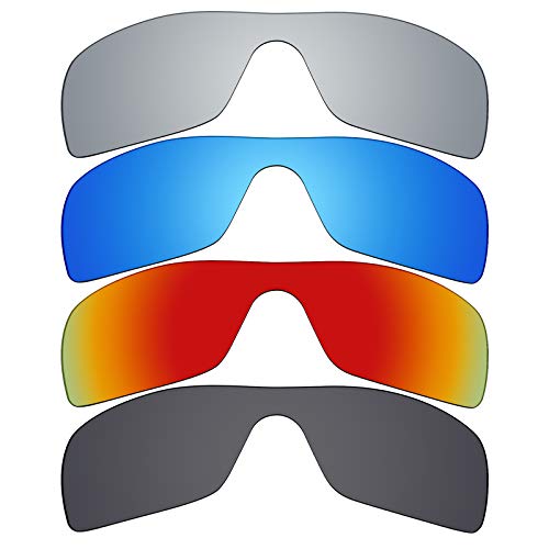 MRY 4 pares polarizadas lentes de repuesto para Oakley Batwolf sunglasses-stealth negro/fuego rojo/hielo azul/plata titanio