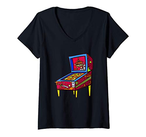 Mujer Arcade Game Machine Console Pinball Retro Años 80 90 Juego Camiseta Cuello V