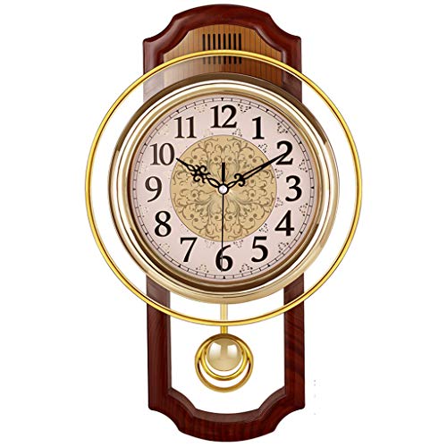 Nclon Europeo Reloj de Pared,Silencioso sin Ruidos Creativo Sala de Estar Dormitorio Retro Swing Cuarzo Reloj de Pared-C 43*27cm