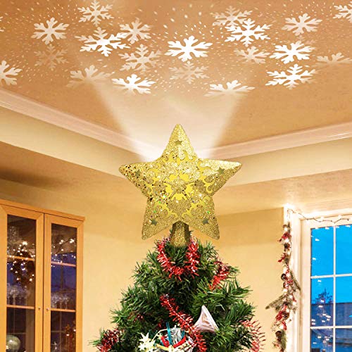 Nice Dream Decoración para árbol de Navidad, decoración para árbol de Navidad con proyector de copo de nieve blanco, decoraciones para árbol de Navidad