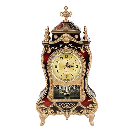 Niunion Reloj de Mesa, Reloj de Mesa de plástico de Estilo Vintage, Relojes de Alarma Decorativos de Escritorio de Hotel casero Antiguo(marrón)