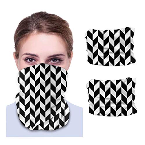 N/W 2 unidades de bandana máscara facial pasamontañas, polainas para el cuello, clásicas, entramado para la cabeza, diadema para mujeres y hombres, color negro